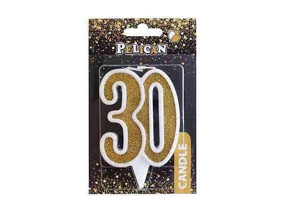 Свеча юбилейная 30 ЗОЛОТО 7см. ТМ PELICAN Киев