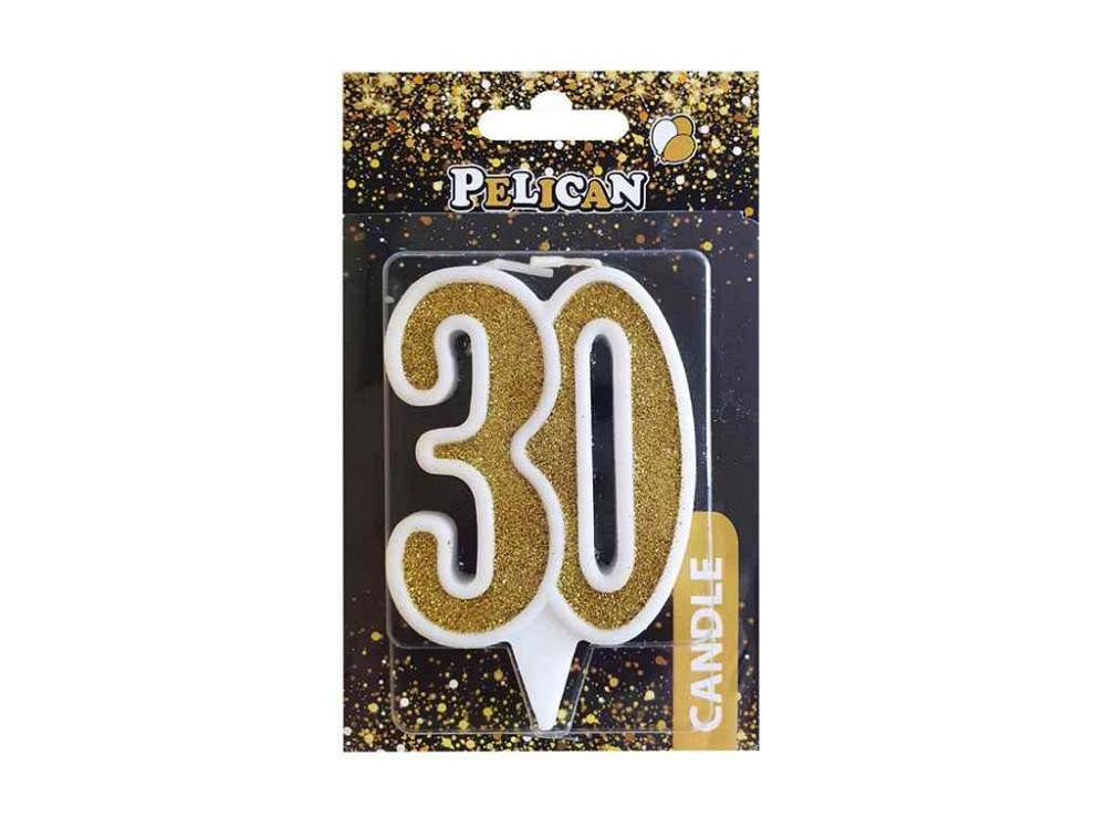 Свічка ювілейна 30 ЗОЛОТО 7см. ТМ PELICAN Київ - фото 1