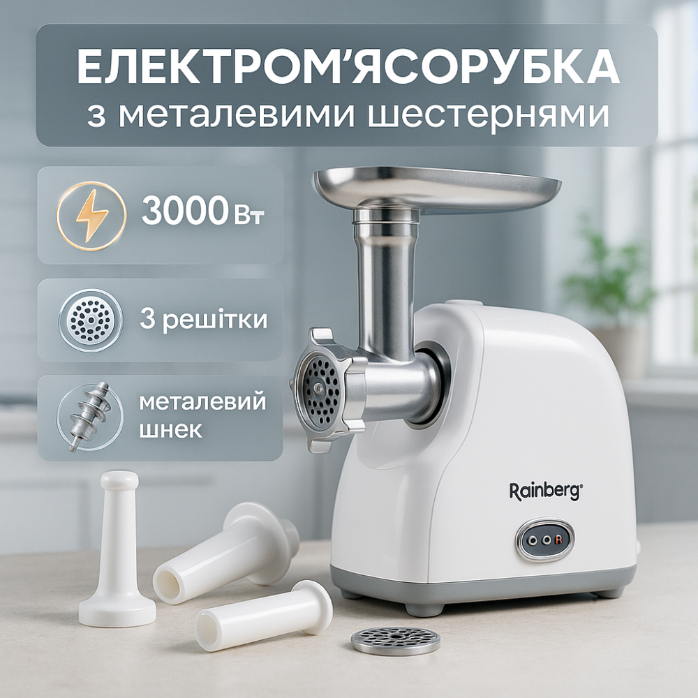 Електром'ясорубка з насадками для овочів, Електром'ясорубка з реверсом і насадкою для ковбаси ID-16 Львів - фото 10