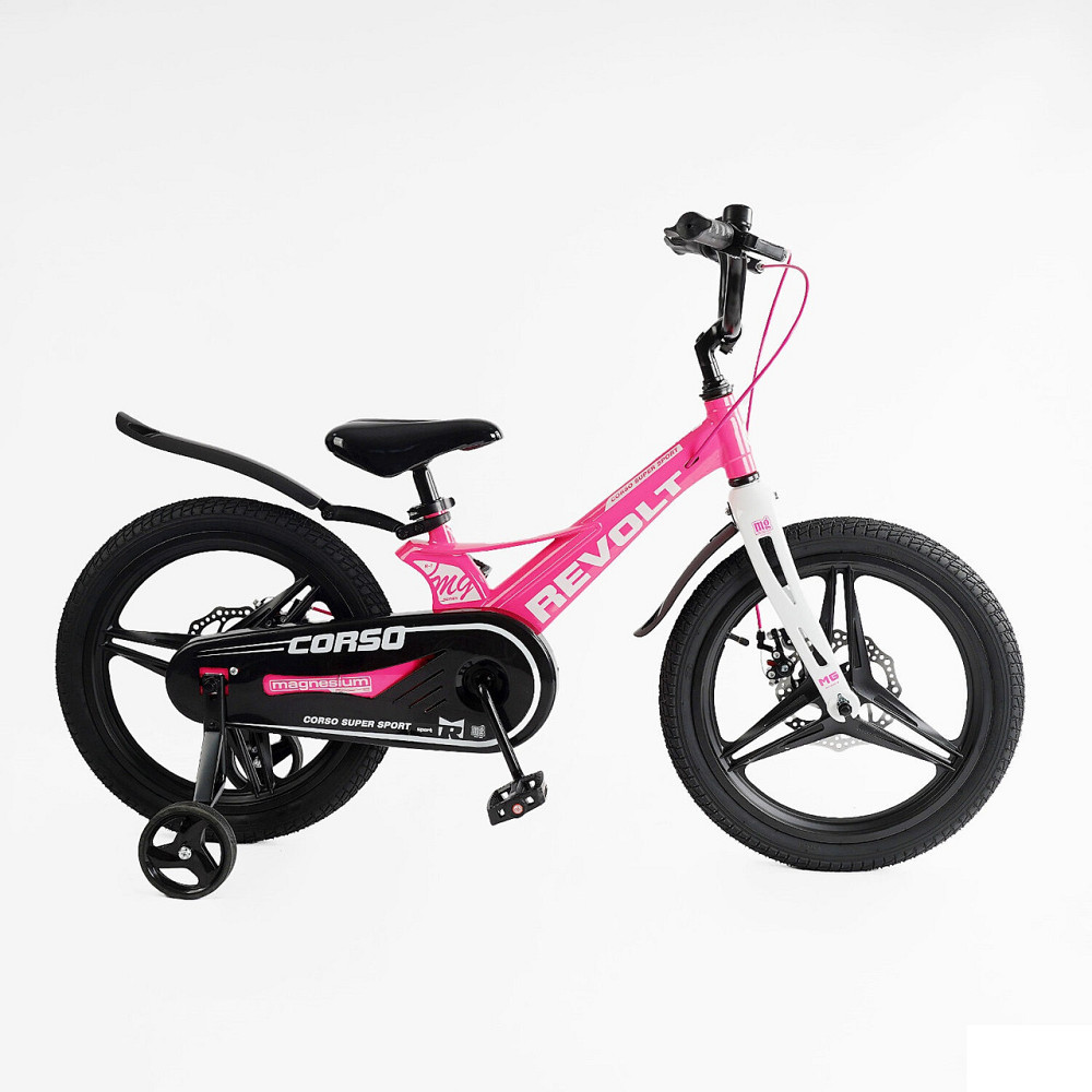 Велосипед Corso REVOLT двоколісний магнієва рама 18 дюймів з додатковими колесами Рожевий (MG-18736) Чернигов - изображение 4