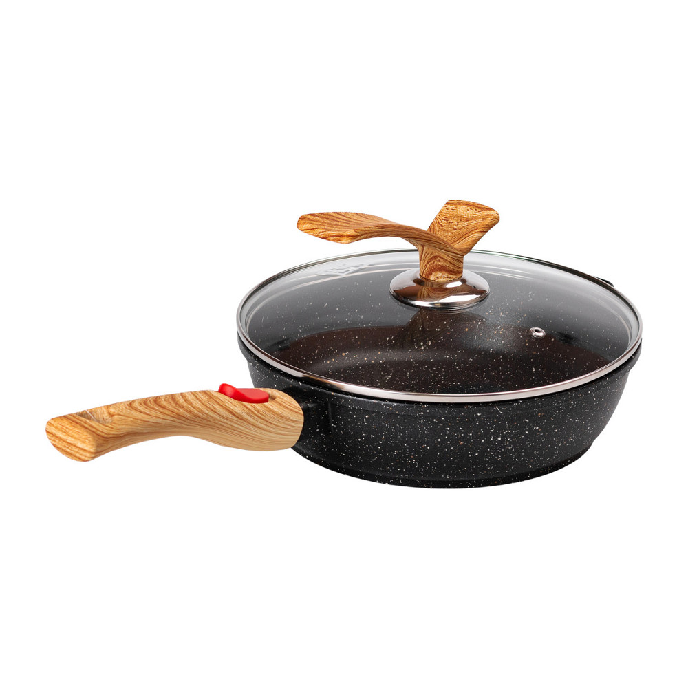 Алюмінієва глибока сковорода (2,4 л) зі скляною кришкою Ø 24 см Black MGC HP-4-463B Коломия - фото 6