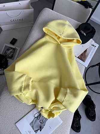 Жіноча базова кофта худі з турецької тринитки на флісі Лимонний Одеса