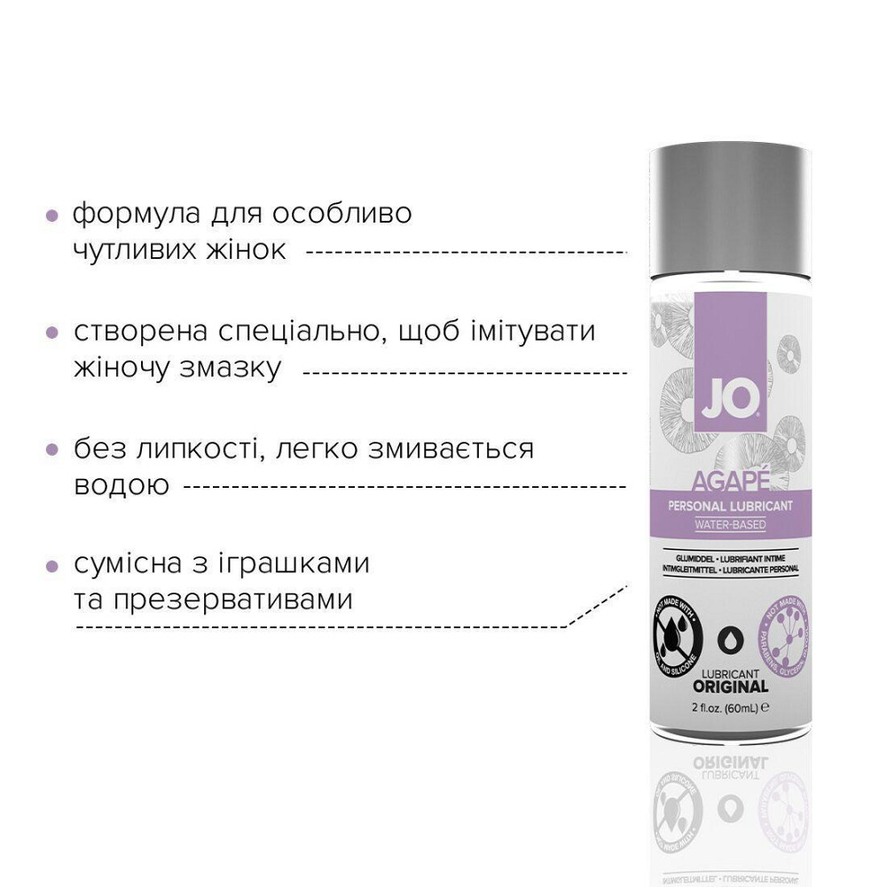 Змазка на водній основі JO AGAPE — ORIGINAL (60 мл) без гліцерину, гліколю та парабенів Sex Aura Київ - фото 3