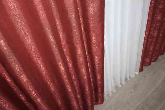 Шторна тканина жакард, колекція "Мармур Al1" колір червоний 1303ш Київ