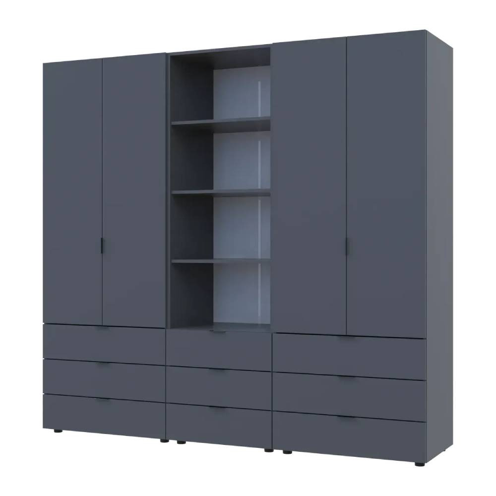 Шафа для одягу Doros Гелар Графіт 2+2ДСП з пеналом 215х49.5х203.4 (DRS-011916) Дніпро - фото 2