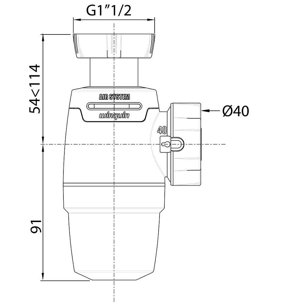 Сифон для кухонної мийки Neo Air 11⁄2" × 40 мм WIRQUIN (9542331) Київ - фото 2