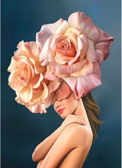 Алмазна картина Світлі троянди на голові Strateg розміром 30х40 см кр (JSDF82174) без підрамника, шт Київ - фото 1