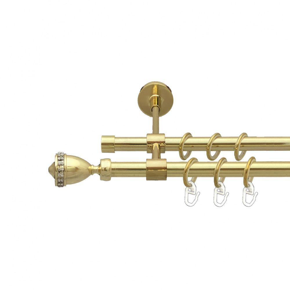 Карниз Orvit Етернія металевий дворядний закритий гладка труба кільце металеве Золото 16\16 мм 300 см (00-00014510) Львів - фото 1