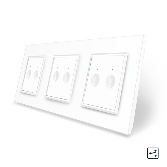 LIVOLO Сенсорний прохідний/перехресний вимикач Sense 6 сенсорів (2-2-2) Livolo білий скло (VL-C Коломия