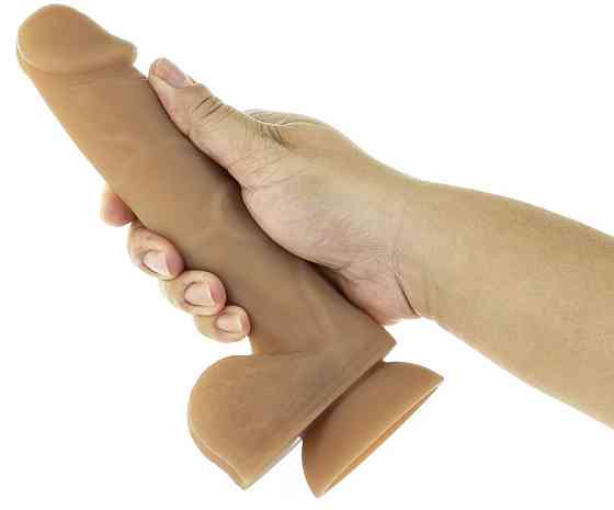 Гнучкий фалоімітатор на присосці ADDICTION — ANDREW 8″ Silicone Dong — Caramel, віброкуля в подаруно Sex Aura Київ