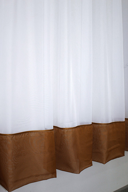 Кухонна фіранка VR-Textil № 047к коричневий з білим 270х170 см (50-353) Київ - фото 4