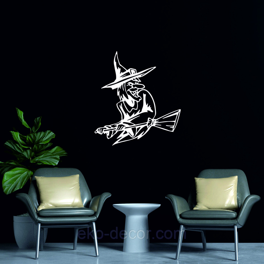 Декоративное настенное Панно «Ведьма с метлой», Декор на стену 70*64 см, Белый Киев - изображение 4