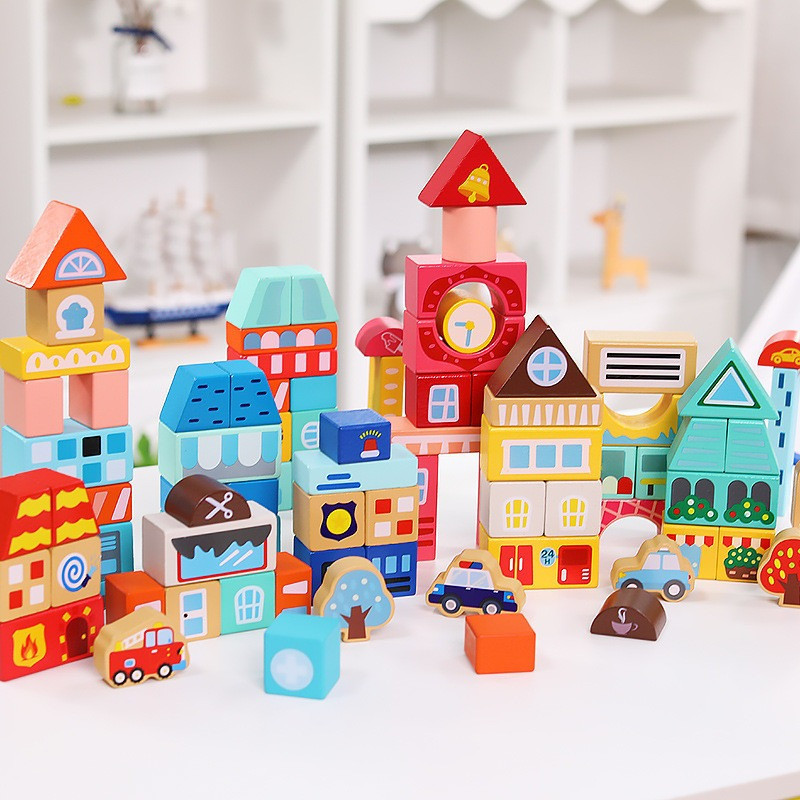 Дерев'яний конструктор "Місто" C 75545, 12 пазлів, 88 деталей Вінниця - фото 7