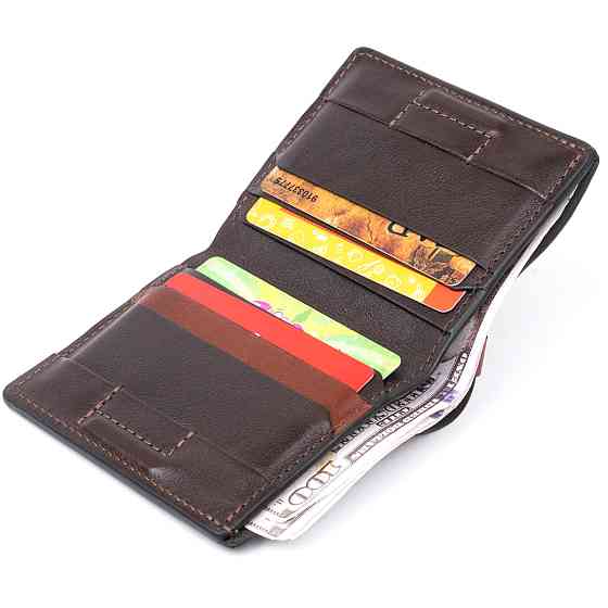 Вертикальное портмоне-кредитница комби в гладкой коже GRANDE PELLE 11328 Коричневое Киев