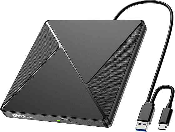 Внешний оптический привод Umaniy USB3.2 (USB-C) черный DVD±RW/CD±RW 24x CD 8x DVD Plug and Play для ноутбука и Киев