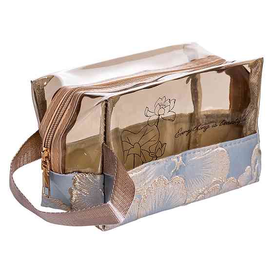 Набір прозорих жіночих косметичок для дому 2 (шт) дорожня косметичка в сумку для косметики, макіяжу, ліків, пензлів Блакитний Київ