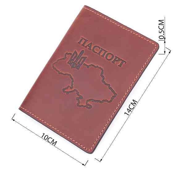 Обложка на паспорт в винтажной коже Карта GRANDE PELLE 16772 Светло-коричневая Киев