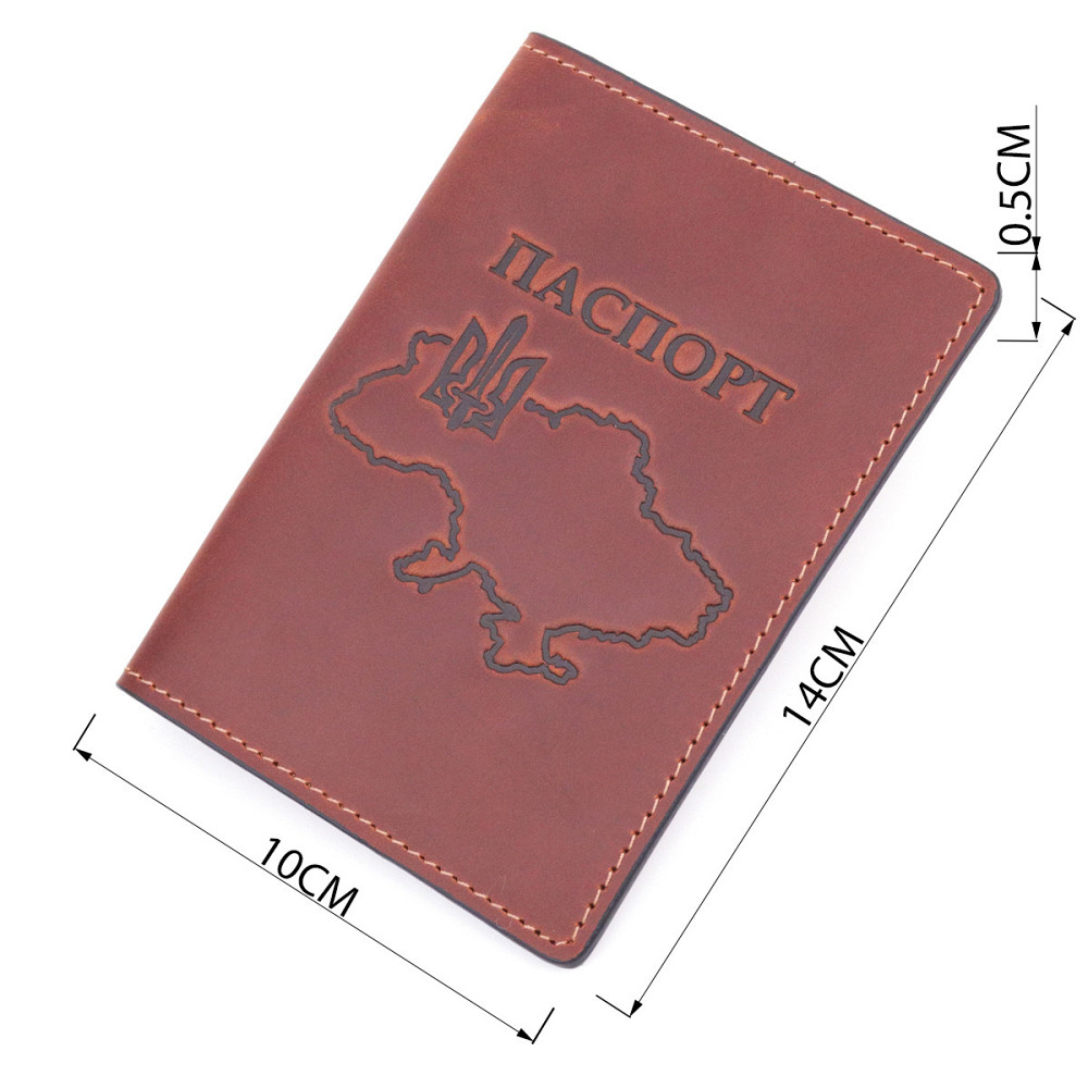 Обложка на паспорт в винтажной коже Карта GRANDE PELLE 16772 Светло-коричневая Киев - изображение 3