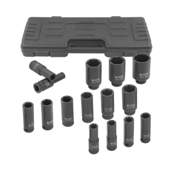 Головки ударные глубокие, набор 15пр., 1/2