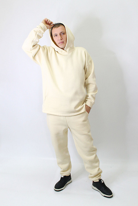 Мужской спортивный теплый костюм на флисе Молочный 48 Харьков - изображение 5