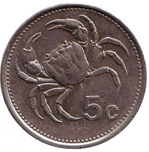 Краб. Монета 5 центов. 1986,98 год. Мальта.(АО) Полтава - изображение 1