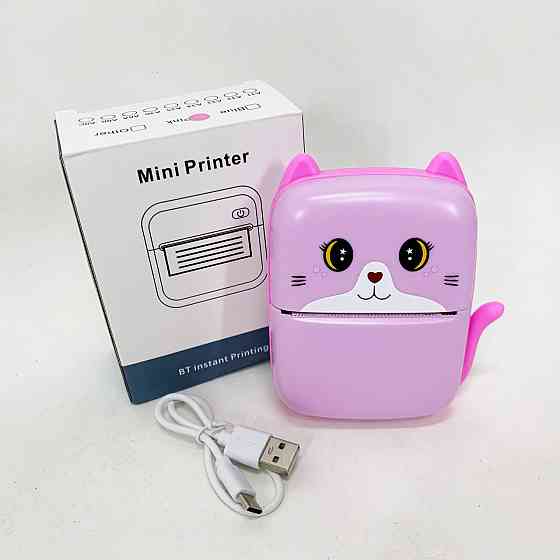 Портативний дитячий термопринтер з Bluetooth A8 Cat міні принтер для телефону Pink SA-43 Івано-Франківськ