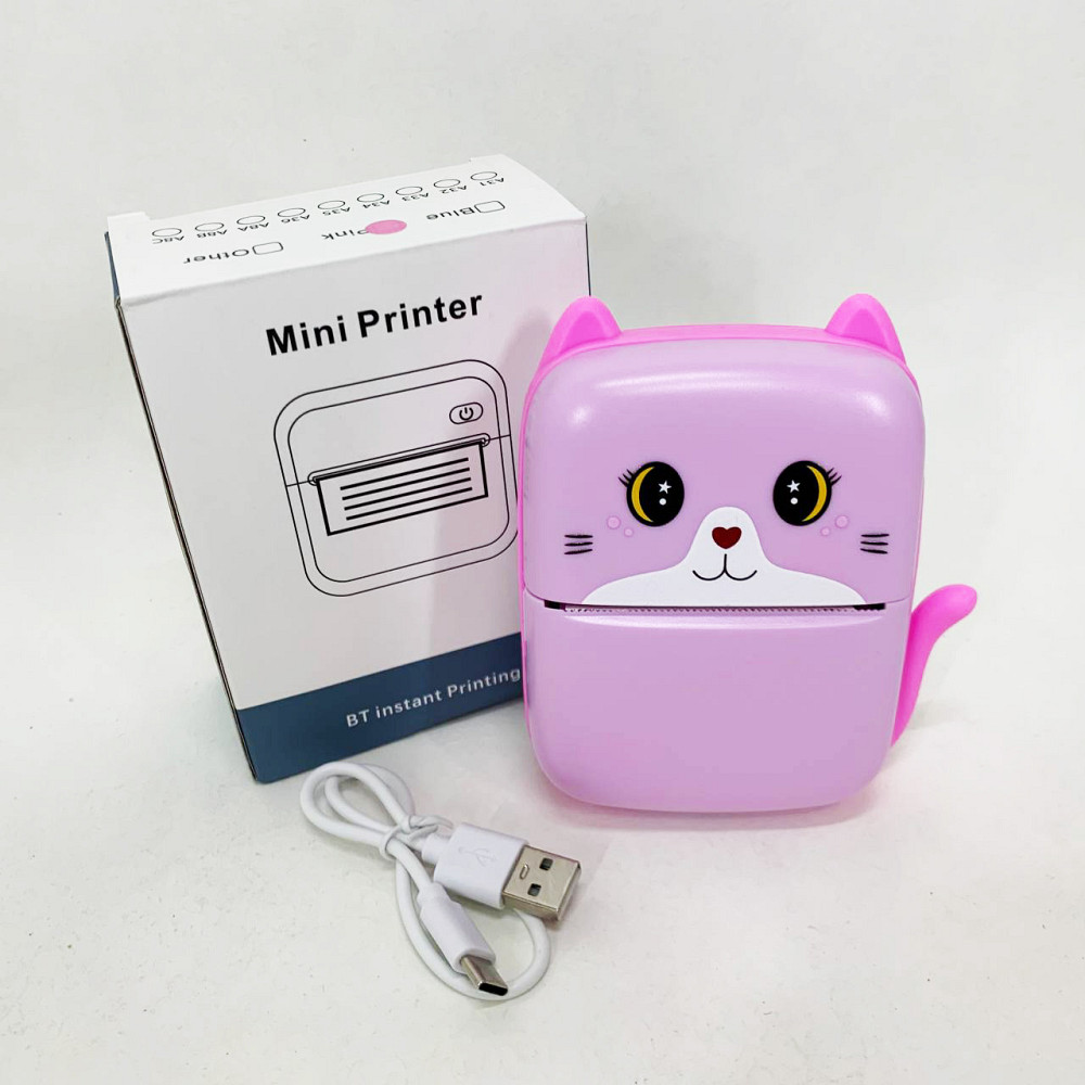 Портативний дитячий термопринтер з Bluetooth A8 Cat міні принтер для телефону Pink SA-43 Івано-Франківськ - фото 5