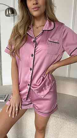 Женская базовая роскошная пижама двойка шелк Армани Розовый, 42/44 Одесса