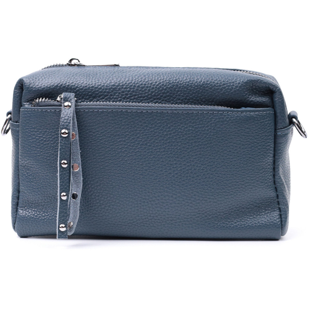 Жіноча шкіряна сумка зі стильним бігунком Vintage 22652 Синя Київ - фото 5
