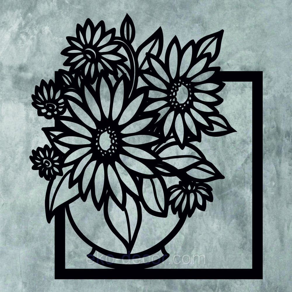 Декоративное настенное Панно «Букет цветов», Декор на стену 110*96 см, Черный Киев - изображение 10