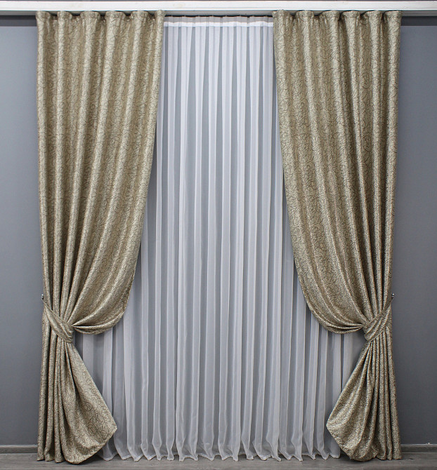 Комплект готових штор VR-Textil Блекаут-софт Жаклін № 671ш(Б) Бежевий з карамельним 100х270 см 2шт (31-366) Київ - фото 2