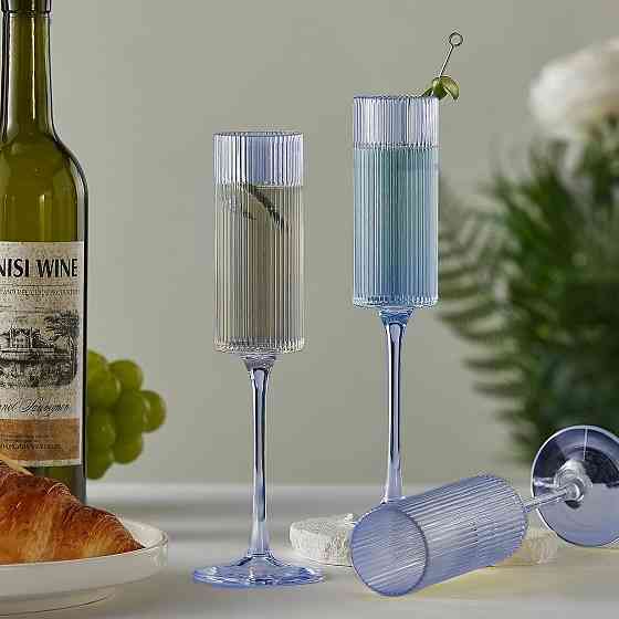 Бокал для шампанского и игристых вин 165 мл, 1 шт, многоразовый, пластиковый, прочный для вина и напитков прозрачно-синий Каменец-Подольский