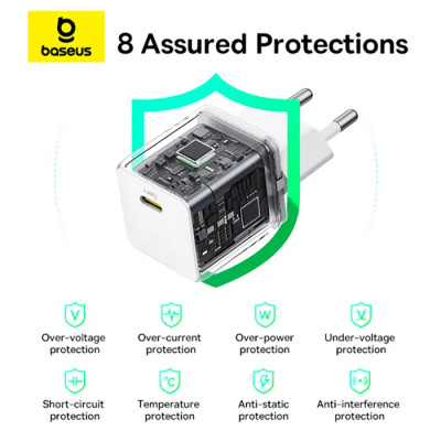 Зарядний пристрій Baseus Palm Fast Charger 1C 20W + Cable 1.0m Type-C 60W white (P10111602213-01) Вінниця - фото 9