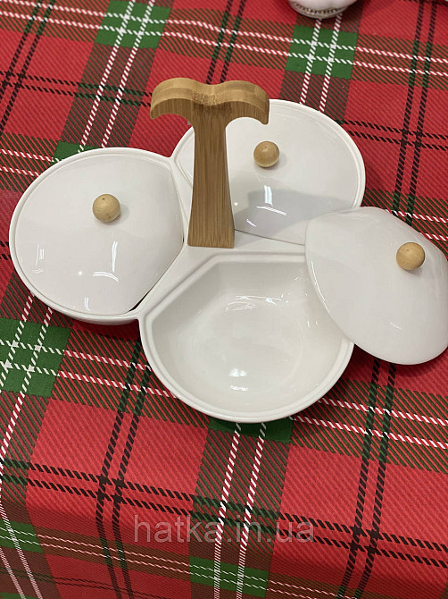 МЕНАЖНИЦЯ З КРИШКАМИ НА БАМБУКІВОЇ ПІДСТАВКИ 24Х24Х19СМ Київ - фото 1