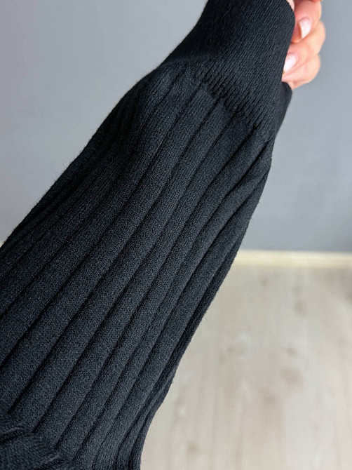 Костюм жіночий Joy One 376 вʼязаний в рубчик з кофтою на блискавці та брюками палаццо, чорний, one size Київ - фото 16