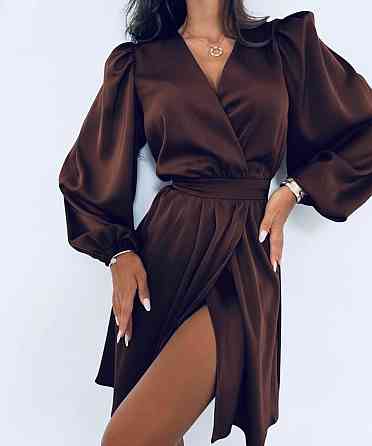 Женское стильное вечернее романтическое мини платье шелк арманский Шоколад, 46/48 Одесса