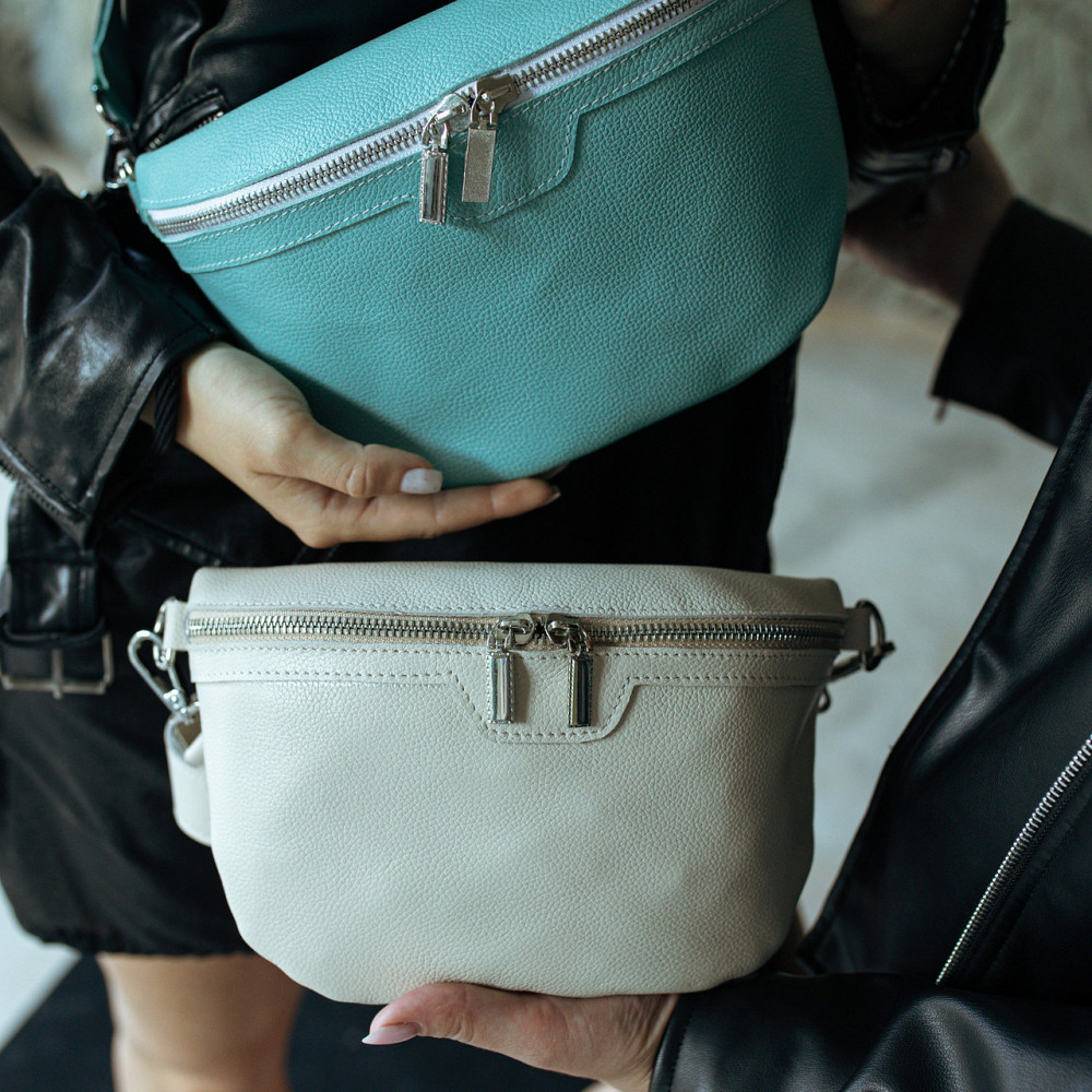 Женская кожаная бананка, сумка из натуральной кожи, Стильная и качественная женская сумочка бирюзаMasterSem Киев - изображение 7