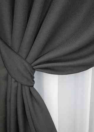 Комплект штор на люверсах VR-Textil Лен-блэкаут Лен Мешковина № 1220ш Серый 150х250см 2 шт (37-0193) Киев