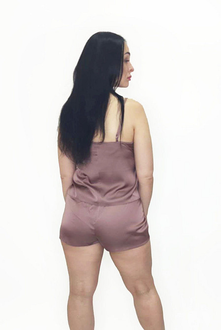 Піжама жіноча шовкова із шортами Какао 3XL Харків - фото 4