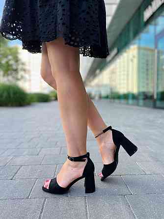 Meideli Босоніжки жіночі чорні MEIDELI L8902-28 літні, еко-замша / Модні босоніжки на підборах Коломыя