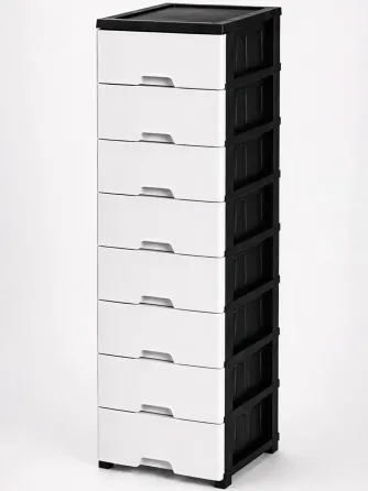 Комод пластиковий "New" 8 ярусів 166*43*34см, R-Plastic, чорно-білий Одеса