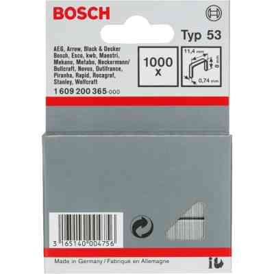 Скобы для строительного степлера Bosch тип 53, 8х11.4х0.74мм, 1000шт (1.609.200.365) Винница