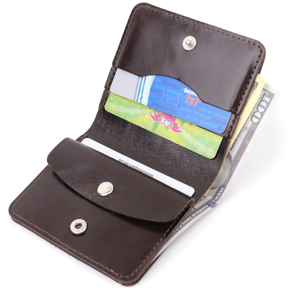 Стильное кожаное портмоне для мужчин Коричневый (SHVIGEL) Киев - изображение 10