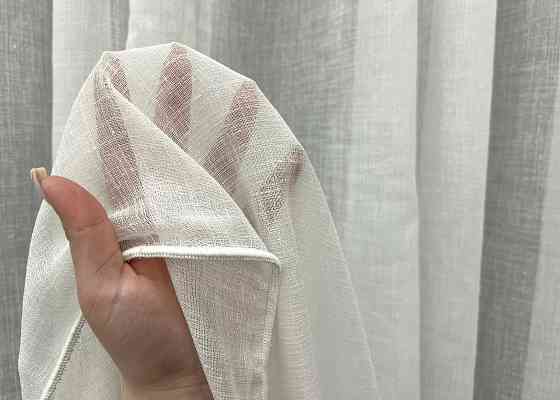 Тюль VR-Textil 2041т Лен Шлифованный однотонный с отблеском Молочный 400х270 см (42-1159) Киев