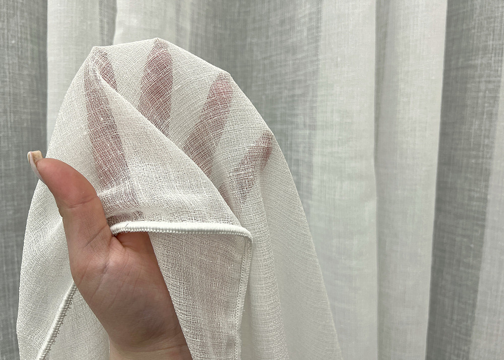 Тюль VR-Textil 2041т Лен Шлифованный однотонный с отблеском Молочный 400х270 см (42-1159) Киев - изображение 4