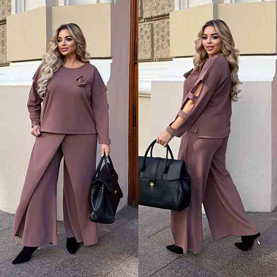 Жіночий батальний костюм двійка креп дайвінг Капучино, 56/58 Одеса