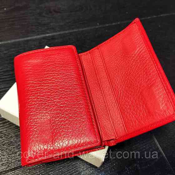 Компактный кожаный женский кошелек на магниах красногто цвета H.Verde Киев