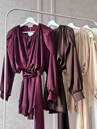 Женское легкое платье с объемной драпировкой шелк армани Бургунди Одесса