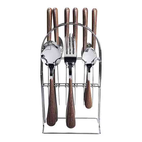 Yiwu Набір столових приборів на 6 персон з дерев'яними ручками на підставці столові прибори 24 Киев