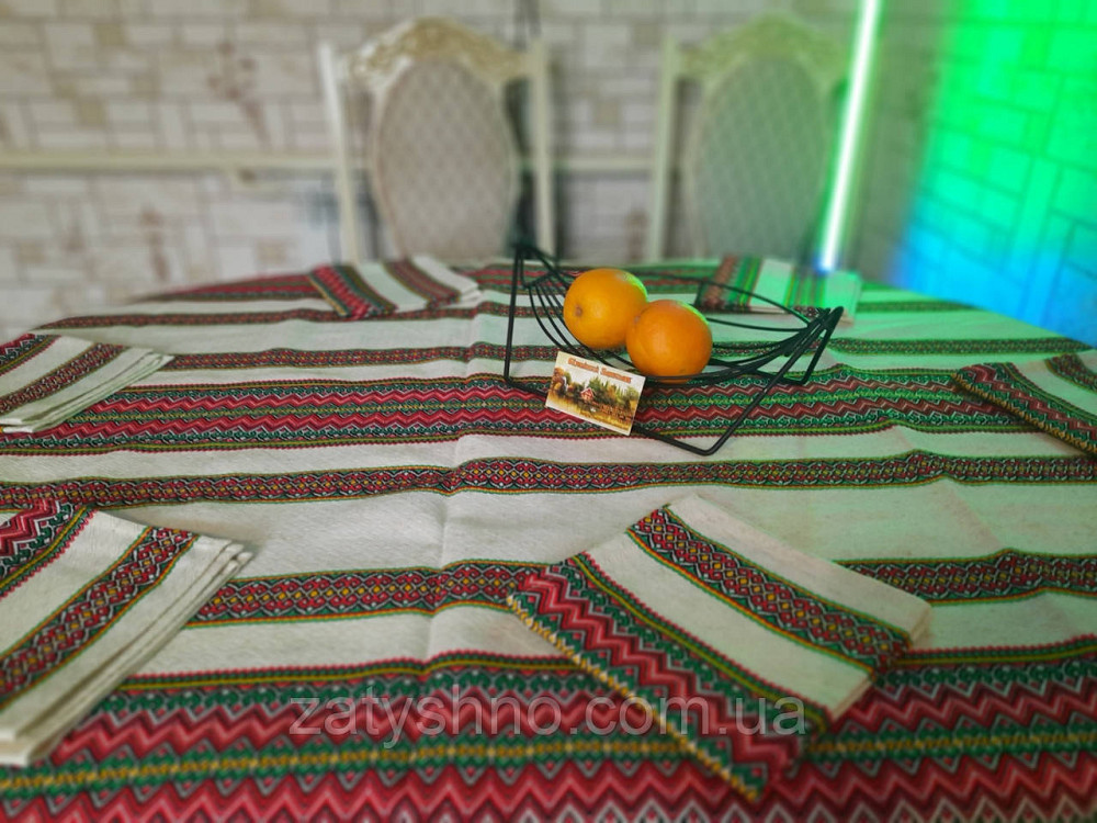 Скатерть с салфетками вышитая красная Киев - изображение 4
